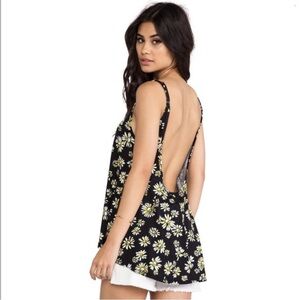 Lauren Moshi Zena Skull Daisy Flowers Floral Low Scoop Back Tank Top Extra Small